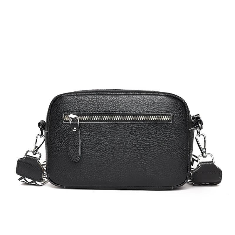 Elegante bruine leren crossbody damestas met verstelbare riem, perfect voor dagelijks gebruik; stijlvol en functioneel design