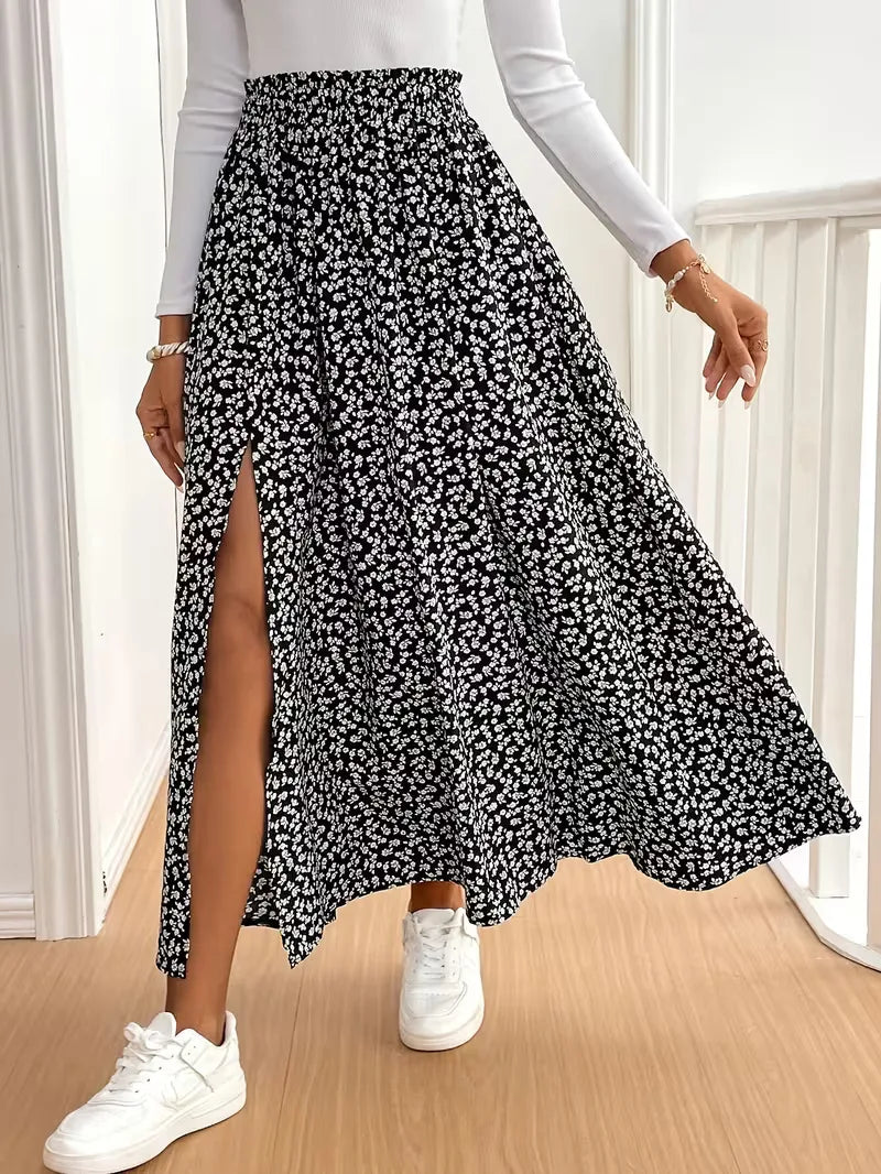 Dames maxirok met bloemenprint, A-lijn silhouet. Ideaal voor lente en zomer.