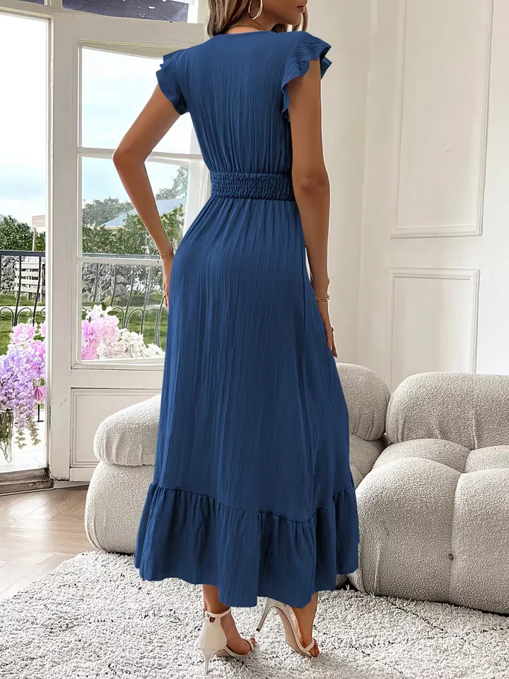 Gala avondjurk voor dames, V-hals en gelaagde maxi rok, een tijdloze keuze voor formele feesten.