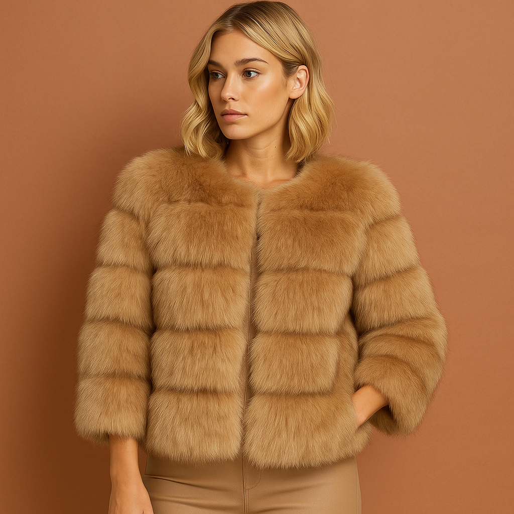 Elegante dames bondjas met luxe uitstraling, perfect als stijlvolle winterjas of chique herfstjas. Comfortabele mode.