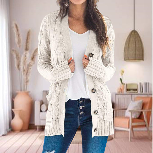 "Elegante dames gebreid vest met knoopjes, zachte stof, loose fit, ideaal voor elke gelegenheid."