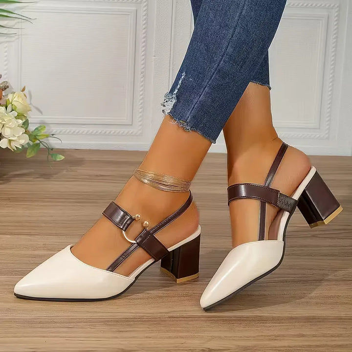 Chique dames hak sandalen met elegante blokhak en verstelbare enkelband, ideaal voor een verfijnde look.