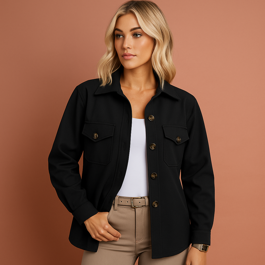 Stijlvolle dames herfstjas, toont de weerbestendige stof en elegante pasvorm, essentieel voor je kleding.