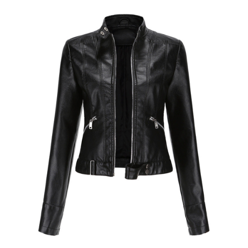 Elegante dames leren jas met ritssluiting, stijlvol en veelzijdig voor elke outfit. Chique mode bovenkleding.