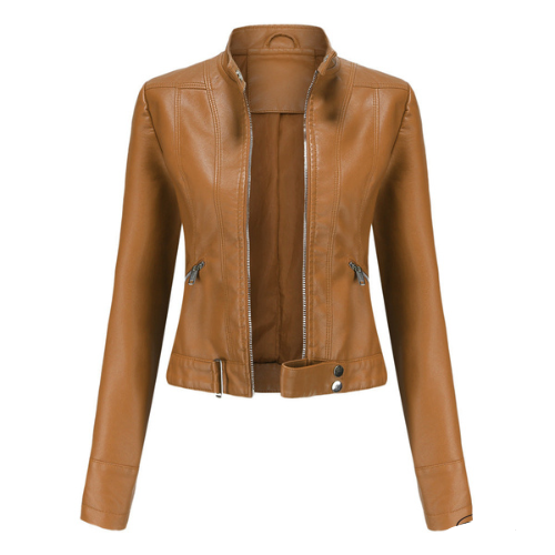 Stijlvol damesjack van leer met ritssluiting, perfecte trendy bovenkleding voor de modebewuste vrouw.