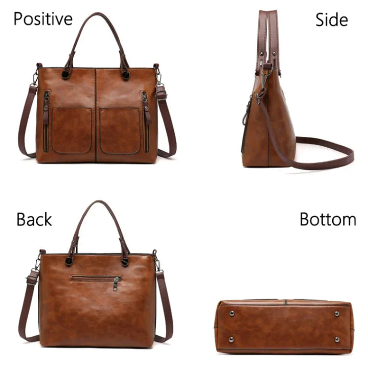 Verstelbare schouderriem van de leren dames handtas. Biedt comfort en veelzijdigheid voor de elegante schoudertas.
