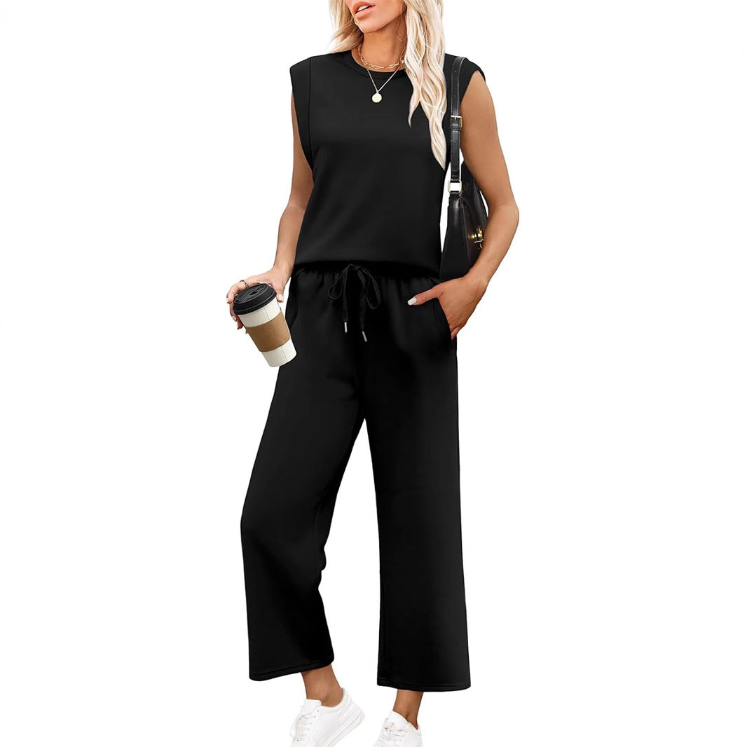 Zachte, comfortabele dames loungewear set met elegante top en stijlvolle wijde broek.