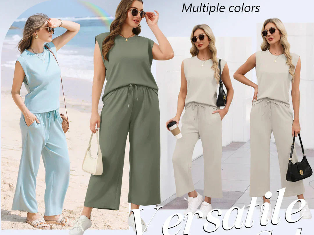 Detail van de comfortabele, elegante top uit de tweedelige dames loungewear set.