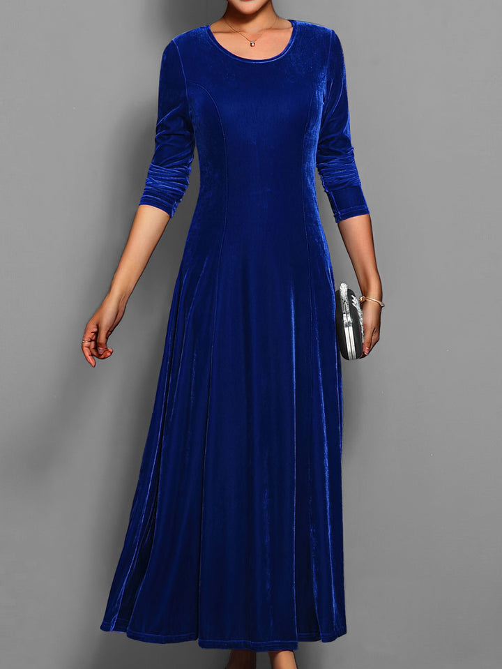 Chique maxi jurk voor dames, elegante kleding met lange mouwen en ronde hals, geschikt voor feesten.