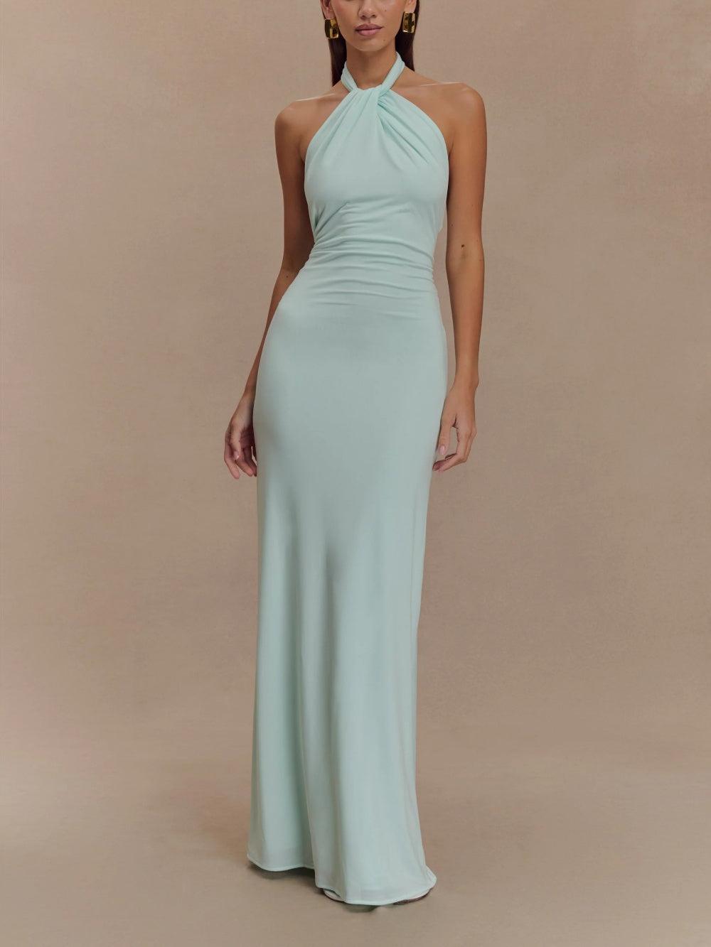 Tijdloze elegante feestjurk voor dames, een maxi-jurk met hoge hals voor elke feestelijke gelegenheid.