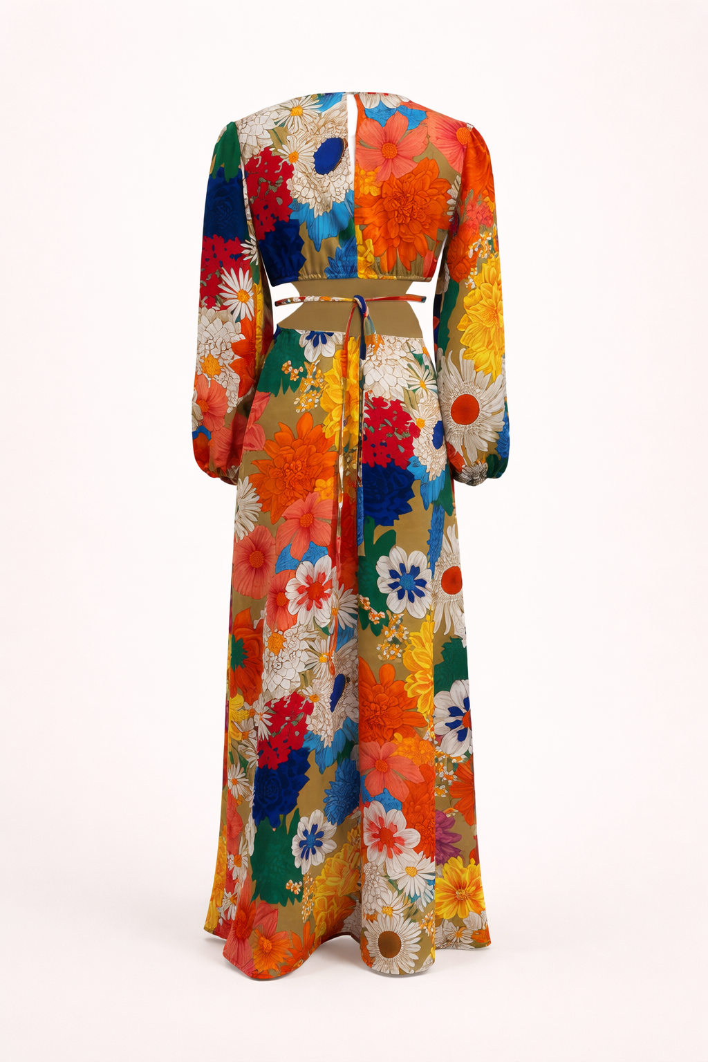 Stijlvolle dames zomer maxi-jurk met levendige bloemenprint en comfortabele pofmouwen voor een elegante look.