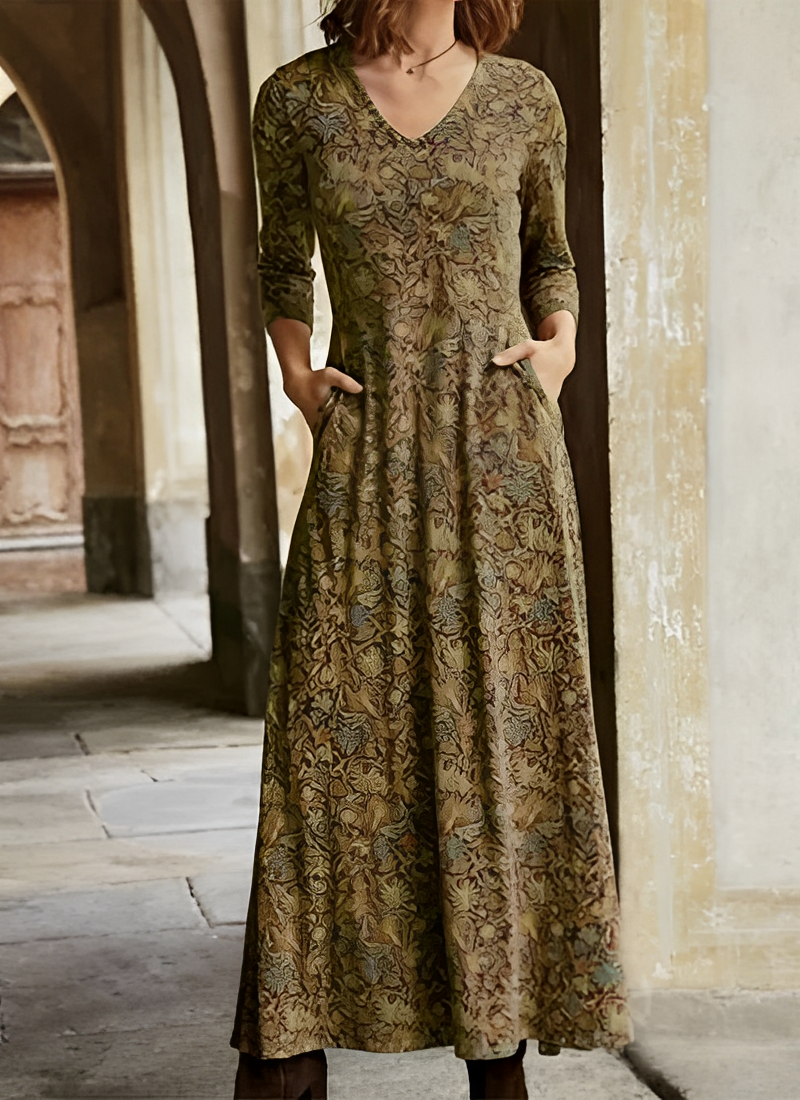 Vrouwen maxijurk met bloemenprint, lange mouwen; een elegante en comfortabele keuze voor zomer en gala.
