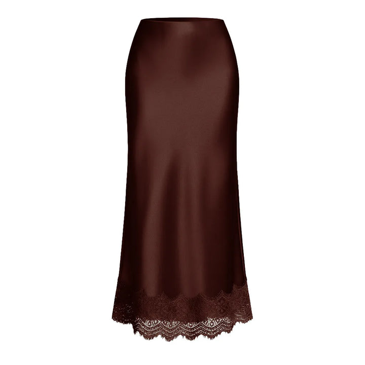 Verfijnde elegante maxirok met kanten inzet voor vrouwen, ideaal voor avondkleding of stijlvolle zomerfeesten.
