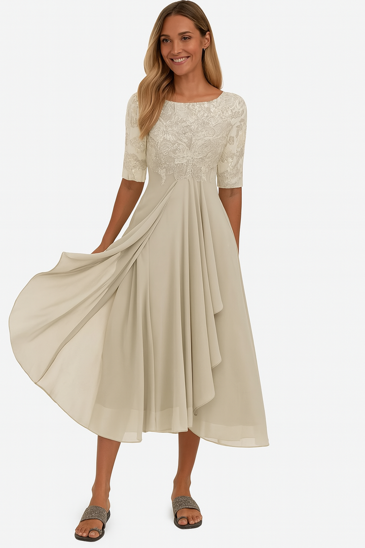 Midi jurk voor dames, ideaal als feestjurk of bruiloftsgast jurk. Chique en comfortabel.