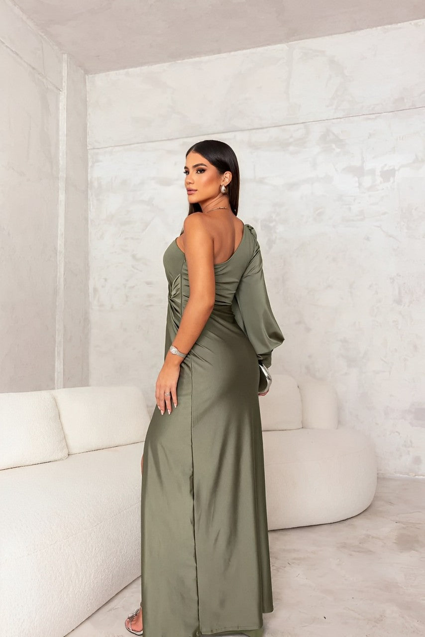 One-shoulder avondjurk voor dames, elegant gedrapeerd, ideaal voor speciale gelegenheden.