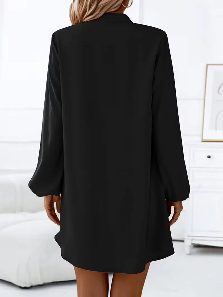 Comfortabele mini jurk voor dames met V-hals, lange mouwen. Geschikt voor lente en herfst.