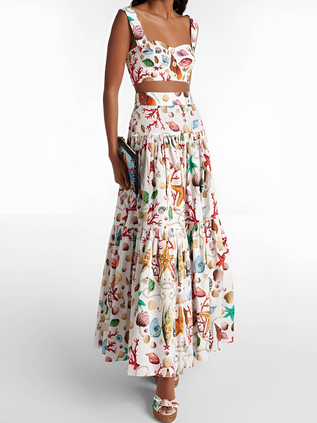 Elegante dames plissé set met geplooide rok en bijpassende top, ideaal voor een comfortabele, modieuze look.