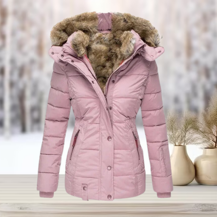 Comfortabele dames winterjas, een warme pufferjas voor elke outfit. Elegante en modieuze winterkleding.