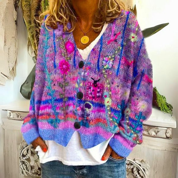 Casual én elegante dames trui met verfijnd bloemenpatroon. Een comfortabele must-have voor elke dag.