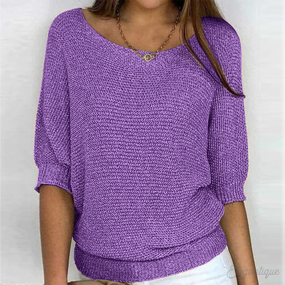 Zachte dames trui met ronde hals, een essentiële pullover voor comfortabele en stijlvolle wintermode.