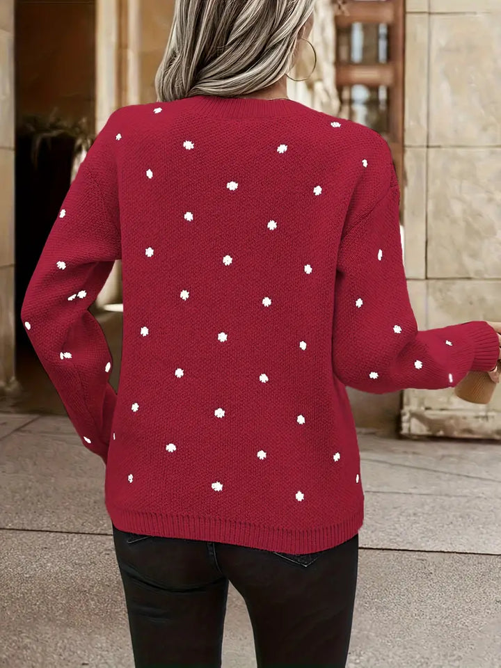 Casual maar elegante polkadot trui voor dames, met lange mouwen en comfortabele stof.