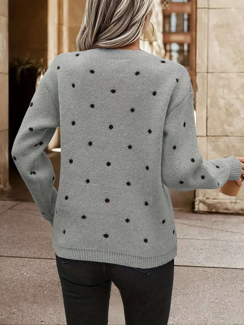 Modieuze polkadot trui voor dames met comfortabele lange mouwen, ideaal voor casual en chique gelegenheden.