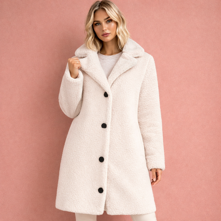 Elegante dames winterjas, lange mantel. Warm en comfortabel voor koude dagen. Stijlvolle bovenkleding voor vrouwen.