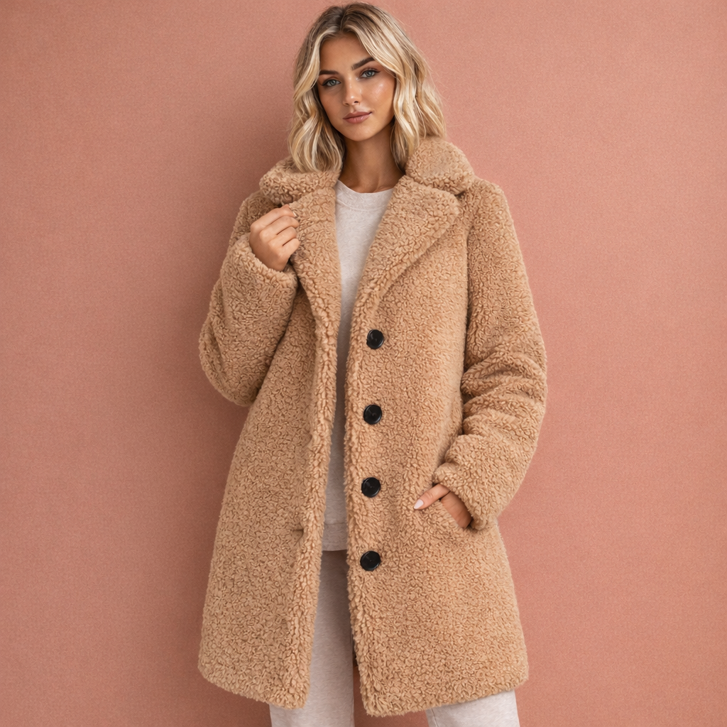 Modieuze dames winterjas, warme mantel jas. Perfect voor herfst en winter. Comfortabele lange jas voor vrouwen.