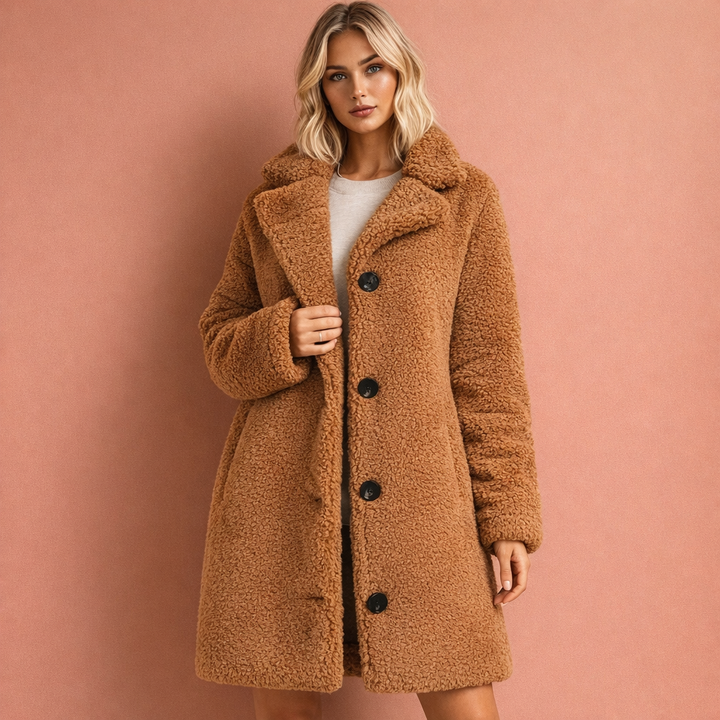 Warme dames winterjas, casual of elegante lange jas. Comfortabele mantel voor dagelijks gebruik en modebewuste vrouwen.