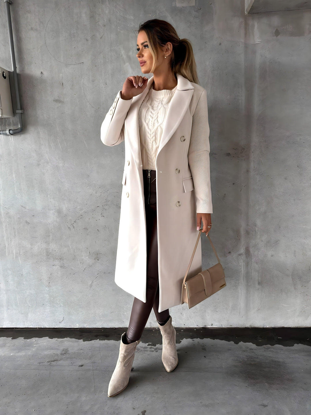 Elegante dames winterjas, tijdloze stijl. Perfect voor koud weer met een chique uitstraling.