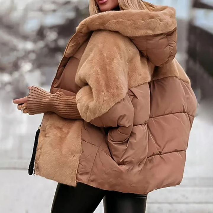 Dames winterjas, warm en effen. Comfortabele en modieuze bovenkleding voor koude herfst- en winterdagen.