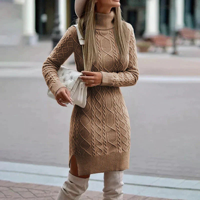 Elegante dames winterjurk met lange mouwen voor koude dagen, stijlvol en warm.