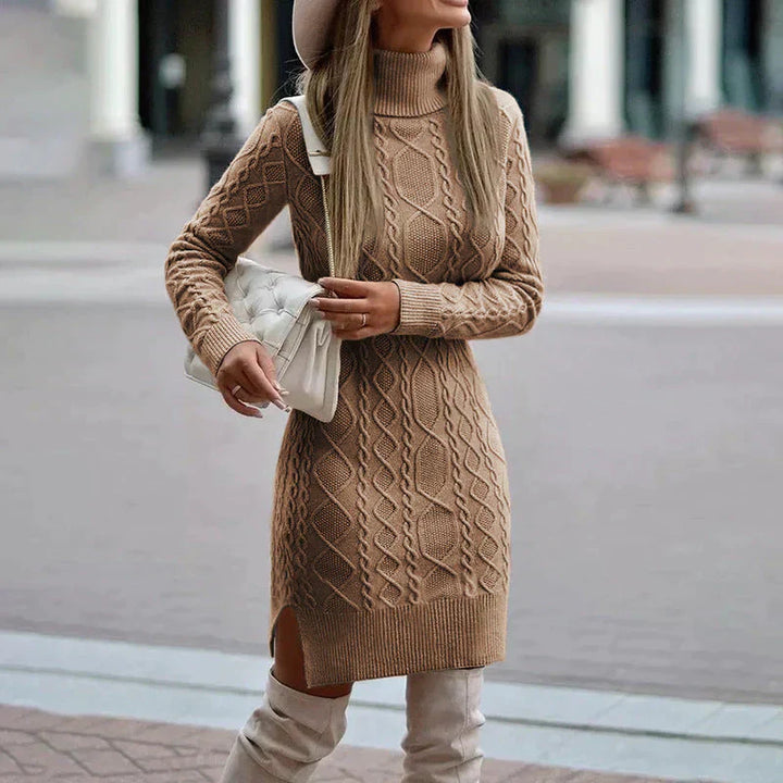 Elegante dames winterjurk met lange mouwen voor koude dagen, stijlvol en warm.
