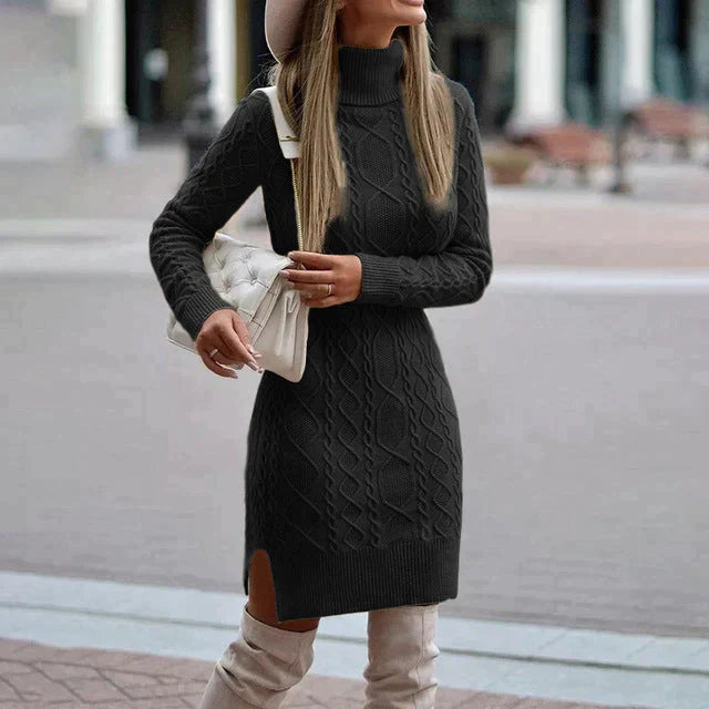 Comfortabele en veelzijdige dames winterjurk, ideaal voor herfst en winter, met lange mouwen.