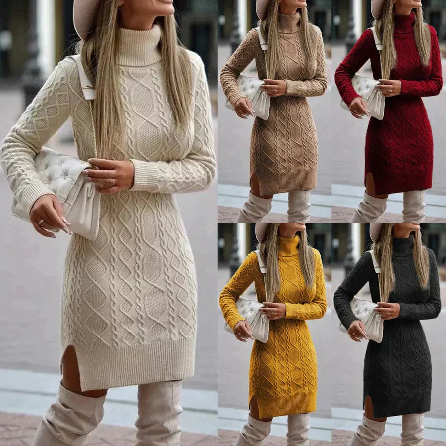 Stijlvolle lange mouw dames winterjurk, elegant en heerlijk warm voor de wintermaanden, comfortabele mode.