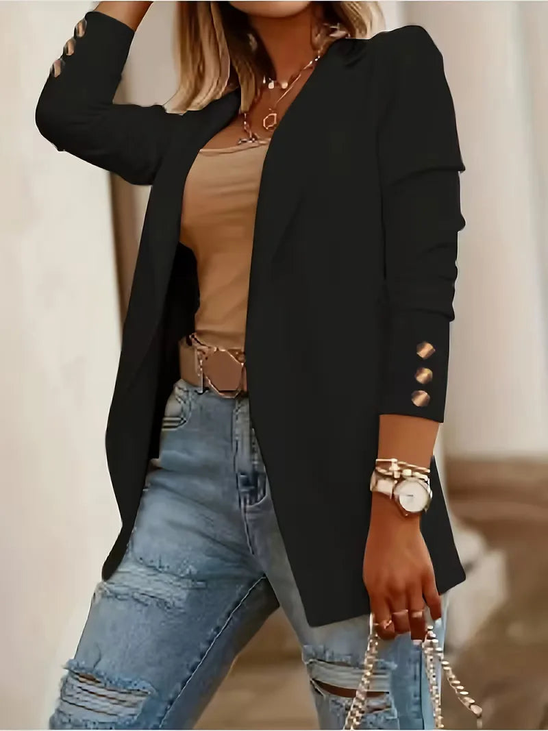 Dames blazer met knoopsluiting en revers, veelzijdig voor elke gelegenheid.