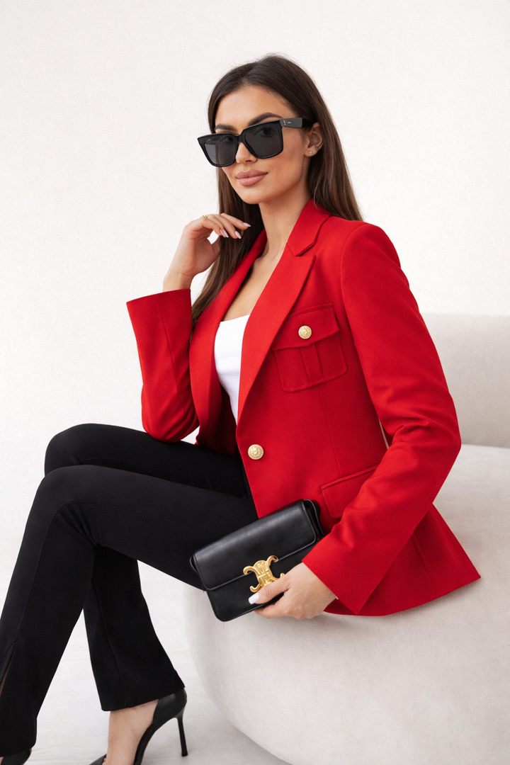 Reversblazer voor dames, rechte pasvorm, combineert zakelijke elegantie met casual flair. Essentieel.