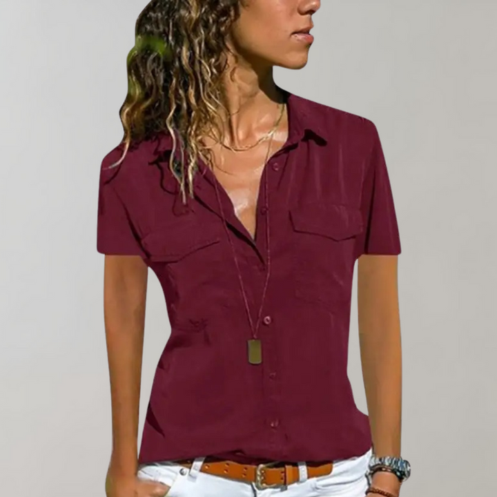 Elegante damesblouse met korte mouwen, perfect voor zomerse dagen. Modieuze en comfortabele top voor vrouwen.
