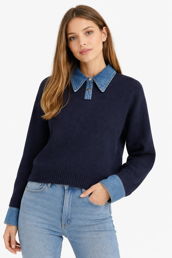 Elegante damestrui met ingebouwde overhemdkraag, veelzijdig voor zowel casual als nette damesmode.