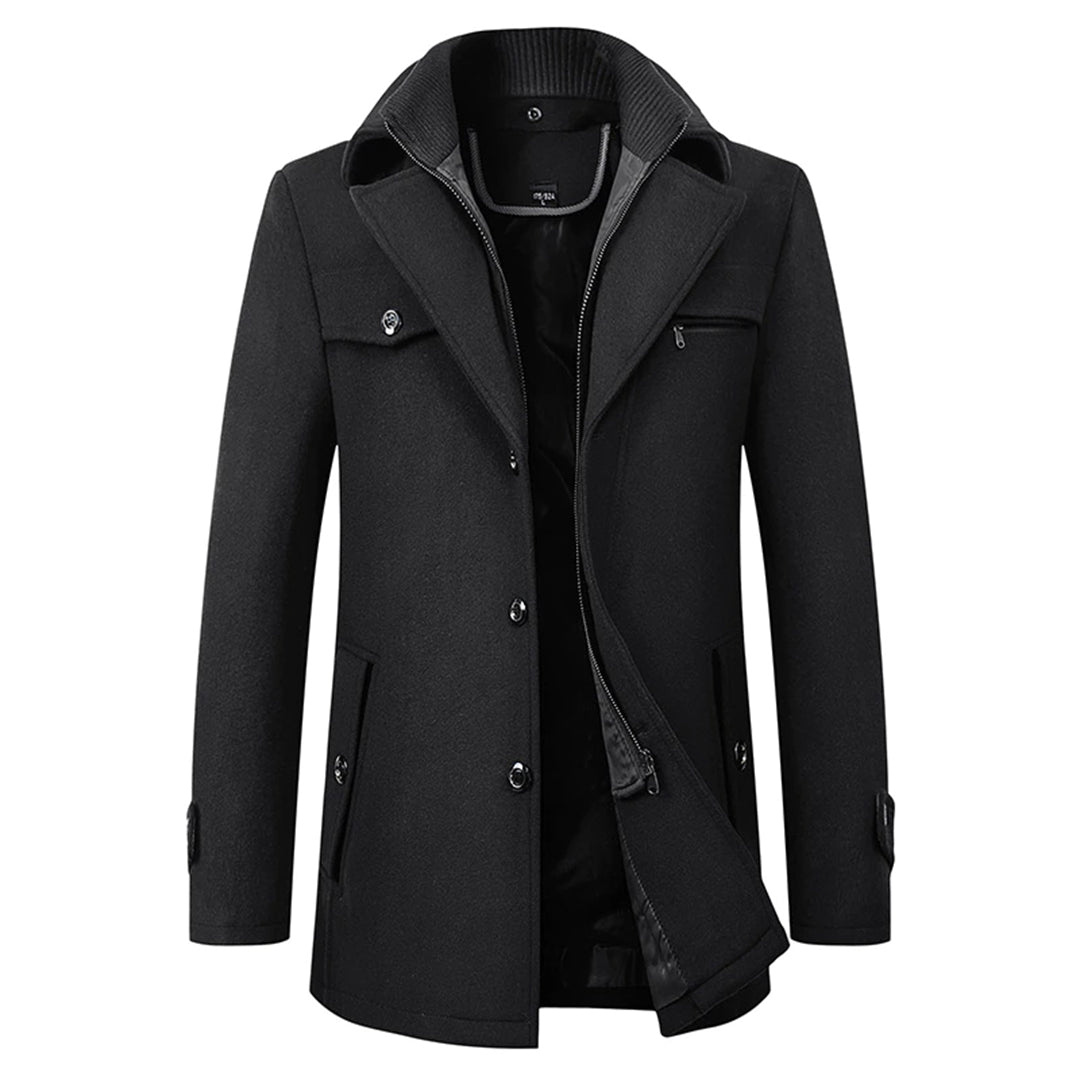 Elegante en warme heren wintermantel. Stijlvolle jas, perfecte outwear voor de moderne man.