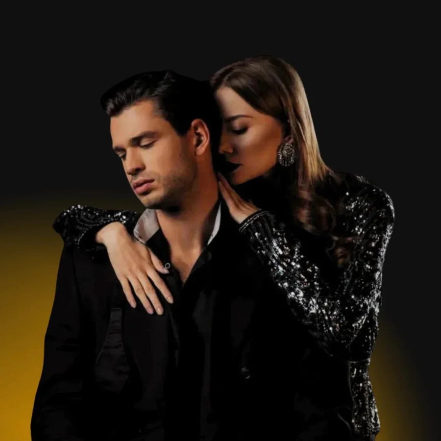 "Elegante fles Lure Her feromonen eau de parfum voor mannen, met krachtige en subtiele geur die aantrekkingskracht bevordert.