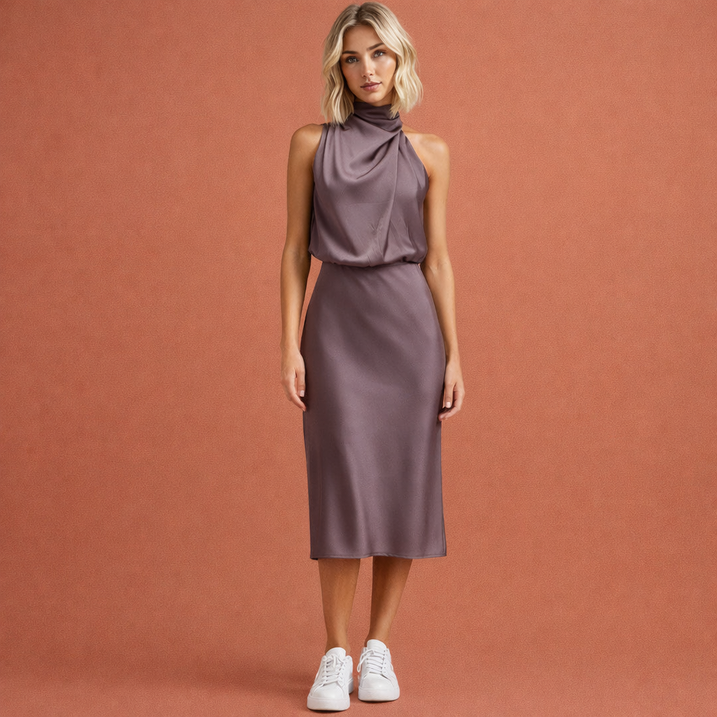 Stijlvolle lange dames jurk, gedrapeerde maxi jurk, ideaal voor formele feesten of speciale avondevenementen, zeer elegant.