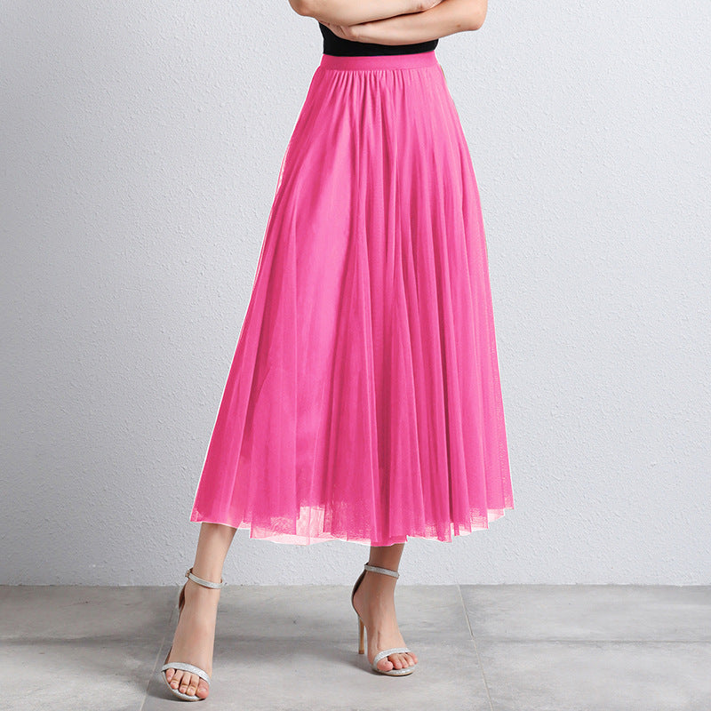 Trendy dames feestrok, lange gelaagde A-lijn maxi met elastische taille. Comfortabel en modieus.