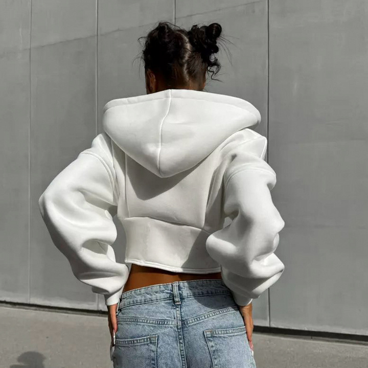 Veelzijdige dameshoodie in corsetstijl, ideaal voor casual of modieuze gelegenheden, een must-have trui.