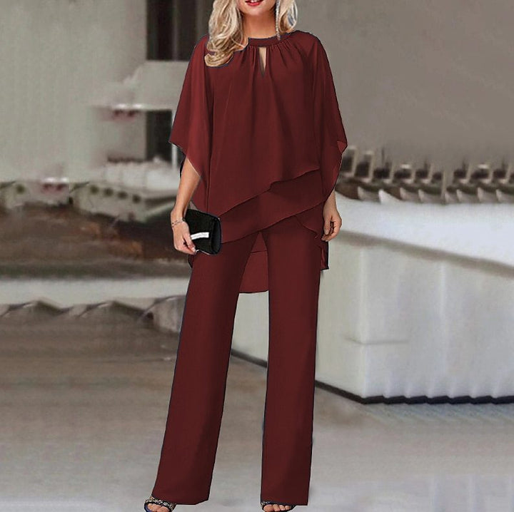 Stijlvolle glanzende dames set voor een chique uitstraling. Perfecte avondkleding en feestoutfit voor elke vrouw.