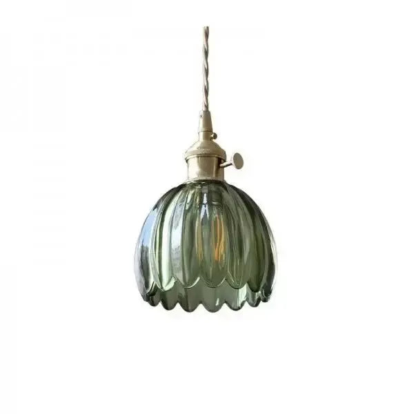 "Elegante glazen bloemvormige hanglamp met modern design en sfeervol licht, E27 fitting, in amberkleur."