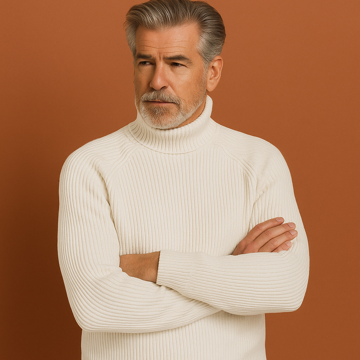 Tijdloze heren coltrui, elegant en comfortabel, ideaal als zakelijk casual of stijlvolle winter essential.