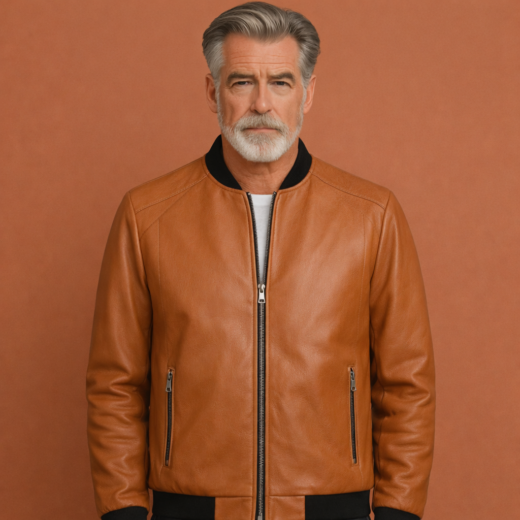 Elegante heren motorjas van leer met stoer tijdloos design, perfect voor lente/herfst casual look.