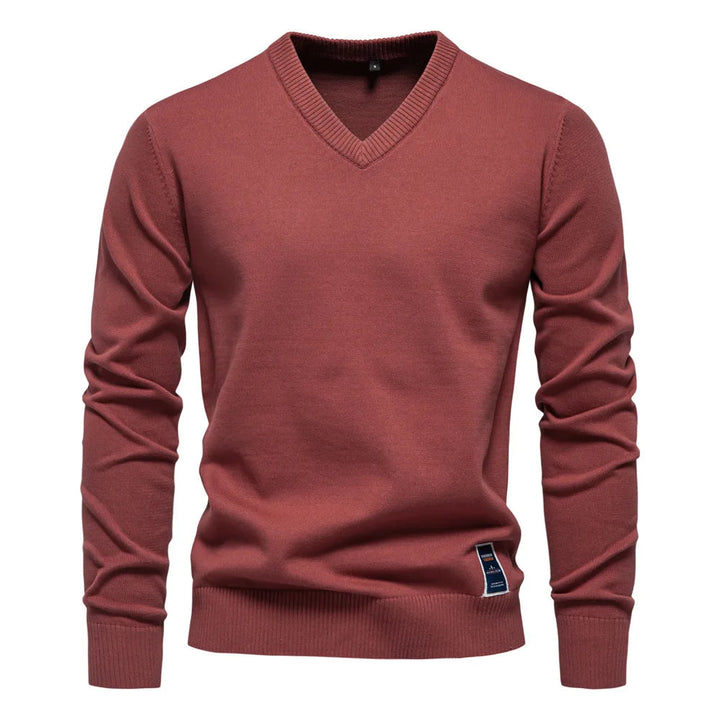 Comfortabele gebreide heren V-hals trui, ideaal voor een casual of smart casual look in herfst/winter.