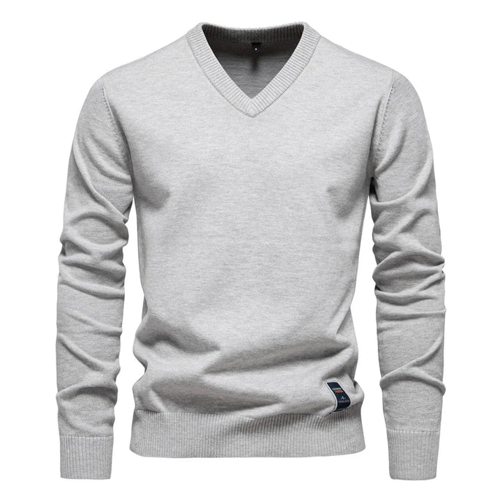 Stijlvolle heren V-hals trui, elegant en warm voor herfst- en winterdagen. Een basic voor elke man.